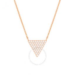 Womens 18K Rose Gold Plated CZ Simulated Diamond Pave Triangle Pendant Necklace