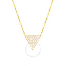 Womens 18K Yellow Gold Plated CZ Simulated Diamond Pave Triangle Pendant Necklace