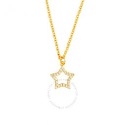 Womens 18K Yellow Gold Plated CZ Simulated Diamond Star Pendant Necklace