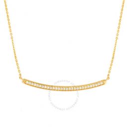 Womens 18K Yellow Gold Plated CZ Simulated Diamond Curved Bar Necklace
