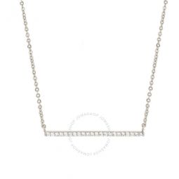 Womens 18K White Gold Plated CZ Simulated Diamond Bar Necklace