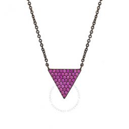 Womens 18K Black Gold Plated Pink CZ Simulated Diamond Pave Triangle Pendant Necklace