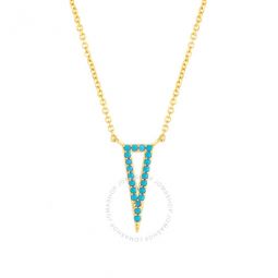 Womens 18K Yellow Gold Plated Simulated Turquoise Triangle Pendant Necklace