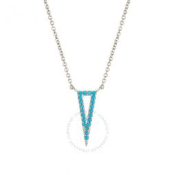Womens 18K White Gold Plated Simulated Turquoise Triangle Pendant Necklace