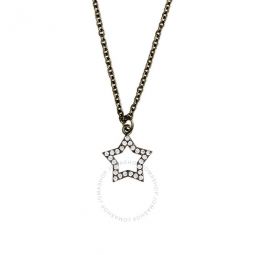 Womens 18K Black Gold Plated CZ Simulated Diamond Star Pendant Necklace