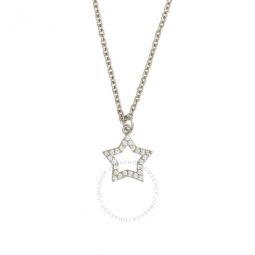 Womens 18K White Gold Plated CZ Simulated Diamond Star Pendant Necklace