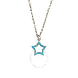 Womens 18K White Gold Plated Simulated Turquoise Star Pendant Necklace