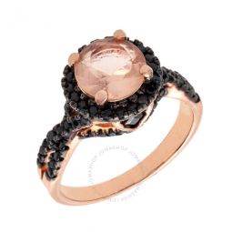 Womens 18K Rose Gold Plated Pink and Black CZ Simulated Diamond Halo Statement Cocktail Ring Size 6