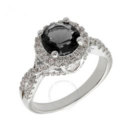 Womens 18K White Gold Plated Black CZ Simulated Diamond Halo Statement Cocktail Ring Size 5