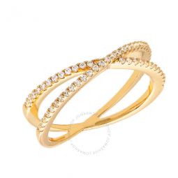 Womens 18K Yellow Gold Plated CZ Simulated Diamond Criss Cross Stackable Ring Size 7