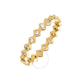 Womens 18K Yellow Gold Plated CZ Simulated Diamond Zig Zag Stackable Ring Size 8