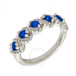 Womens 18K White Gold Plated Blue CZ Simulated Diamond Half Eternity Ring Size 5