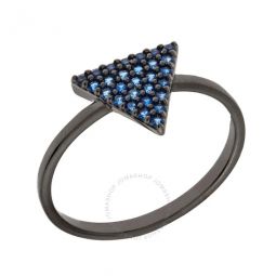 Womens 18K Black Gold Plated Blue CZ Simulated Diamond Pave Stackable Triangle Ring Size 9