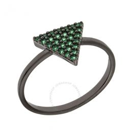 Womens 18K Black Gold Plated Green CZ Simulated Diamond Pave Stackable Triangle Ring Size 7