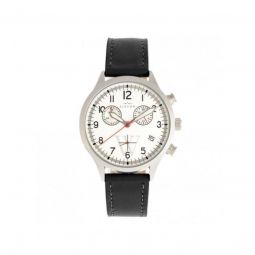 Mens Antoine Chronograph Genuine Leather Silver-tone Dial