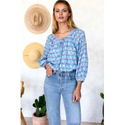 Lucy Blouse - Friday Flowers Blue/Pink