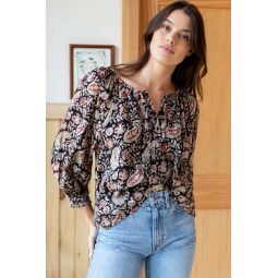 Lucy 2 Blouse - Paisley Black/Clay Satin