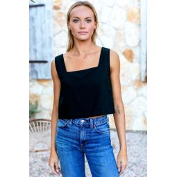 Roma Top - Black Linen