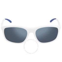 Blue Mirrored Blue Rectangular Mens Sunglasses