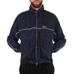 Navy Nylon Full Zip Logo Blouson Jacket, Brand Size 54 (US Size 44)