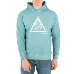 Blue Graphic Print Hooded Sweatshirt, Size Small