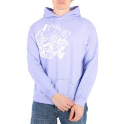 Purple Graphic Print Hooded Sweatshirt, Size Small
