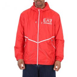 Red EA7 Logo Recycled-Fabric Visibility Jacket, Size Large