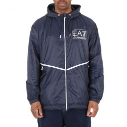 Navy EA7 Logo Recycled-Fabric Visibility Jacket, Size X-Large