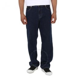 Mens Dark Blue Hemp-Blend J73 Loose-Fit Denim Jeans, Waist Size 34