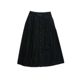 Tuck Cotton Corduroy Skirt - Dark Navy