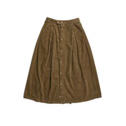 Tuck Cotton Corduroy Skirt - Khaki