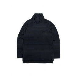 PC Stripe Jersey High Mock Shirt - Black Navy