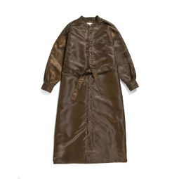 Banded Collar Dress - Brown