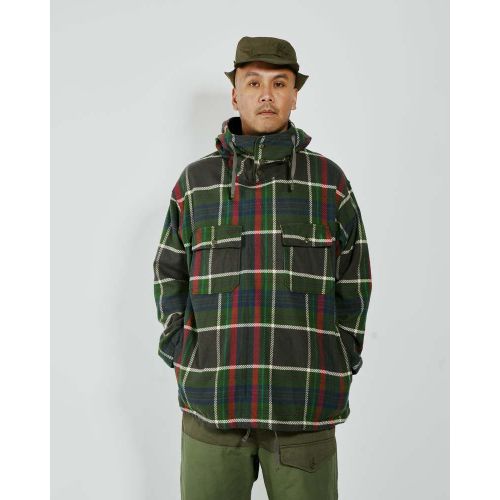  Cotton Heavy Twill Plaid Cagoule Shirt - Olive