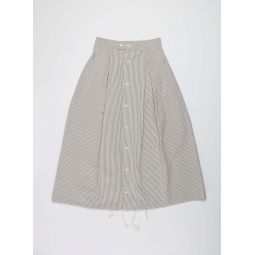 Tuck Cotton Seersucker Skirt - Navy/Natural