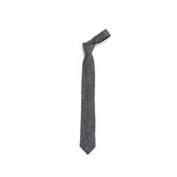 Linen Neck Tie - Black/Grey Stripe