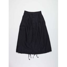 Tuck Linen Twill Skirt - Navy