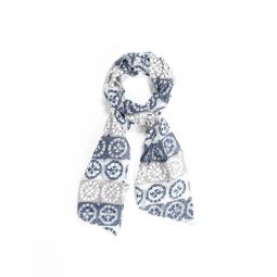 Long Scarf - Blue/Grey Polyester Crochet