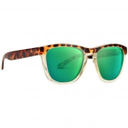 Epoch Eyewear Womens LXE Tortoise and Gold Sunglasses - Polarized Green Mirror Lens