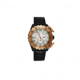 Mens Paddle Chronograph Leather White Dial