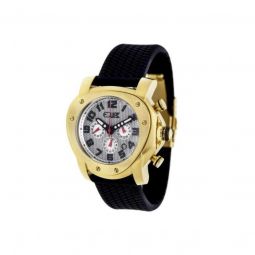 Mens Grille Chronograph Rubber Silver Dial