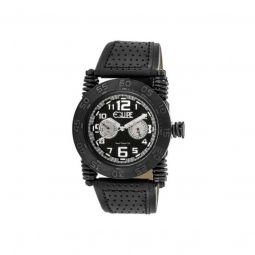 Mens Coil Leather Black Dial