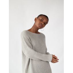 Pima Cotton Ribbed Pullover - Light Grey