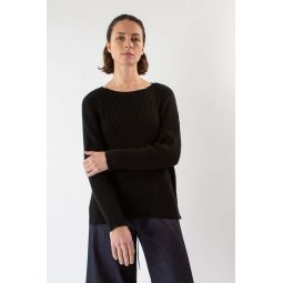 Pima Cotton Ribbed Pullover - Black