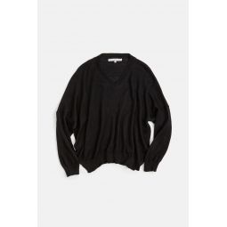 Pima Cotton V Neck Pullover - Black