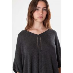 Pima Cotton V Neck Cocoon Sweater - Charcoal