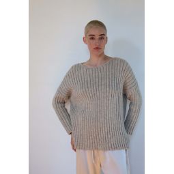 Highland Wool Ribbed Pullover - Beige