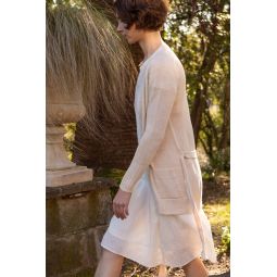 Pima Cotton Belted Cardigan - Natural