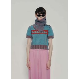 Knit Gaiter T-Shirt - Blue/Red