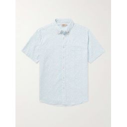 Breeze Button-Down Collar Printed Hemp-Blend Shirt